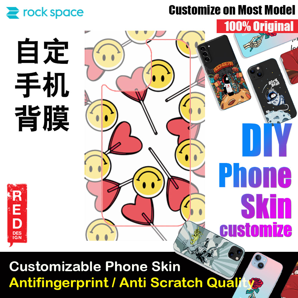 Picture of Rock Space DIY 自定 定制 设计 手机背膜 贴纸 DIY Customize High Quality Print Phone Skin Sticker for Multiple Phone Model with Multiple Photo Images Gallery or with Own Phone Text (Smile Face) Red Design- Red Design Cases, Red Design Covers, iPad Cases and a wide selection of Red Design Accessories in Malaysia, Sabah, Sarawak and Singapore 