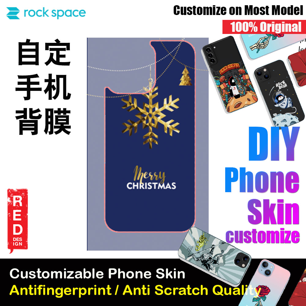 Picture of Rock Space DIY 自定 定制 设计 手机背膜 贴纸 DIY Customize High Quality Print Phone Skin Sticker for Multiple Phone Model with Multiple Photo Images Gallery or with Own Phone Cellphone (Golden Snowflake Merry Christmas) Red Design- Red Design Cases, Red Design Covers, iPad Cases and a wide selection of Red Design Accessories in Malaysia, Sabah, Sarawak and Singapore 