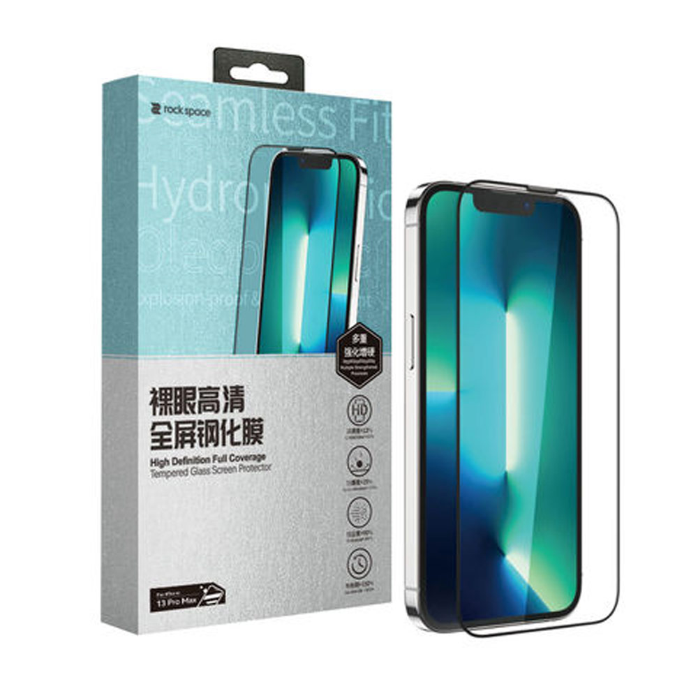 Picture of Apple iPhone 13 6.1  | Rock Space HD Full Coverage Tempered Glass with Dust Filter with Easy Installation Helper Tools for iPhone 14 13 Pro 6.1 (Crsytal Clear HD)