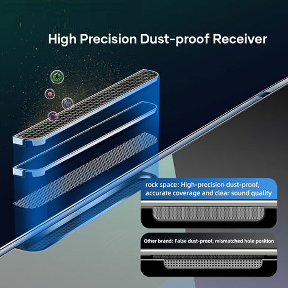 Picture of Apple iPhone 14 Pro Max 6.7  | Rock Space HD Full Coverage Tempered Glass with Dust Filter with Easy Installation Helper Tools for iPhone 14 Pro Max 6.7 (Anti Blue Light)