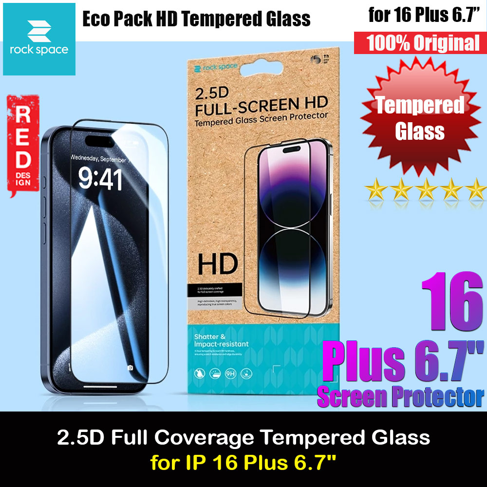 Picture of Rock Space HD Full Coverage Tempered Glass for iPhone 16 Plus 6.7 (Clear) Apple iPhone 16 Plus 6.7- Apple iPhone 16 Plus 6.7 Cases, Apple iPhone 16 Plus 6.7 Covers, iPad Cases and a wide selection of Apple iPhone 16 Plus 6.7 Accessories in Malaysia, Sabah, Sarawak and Singapore 