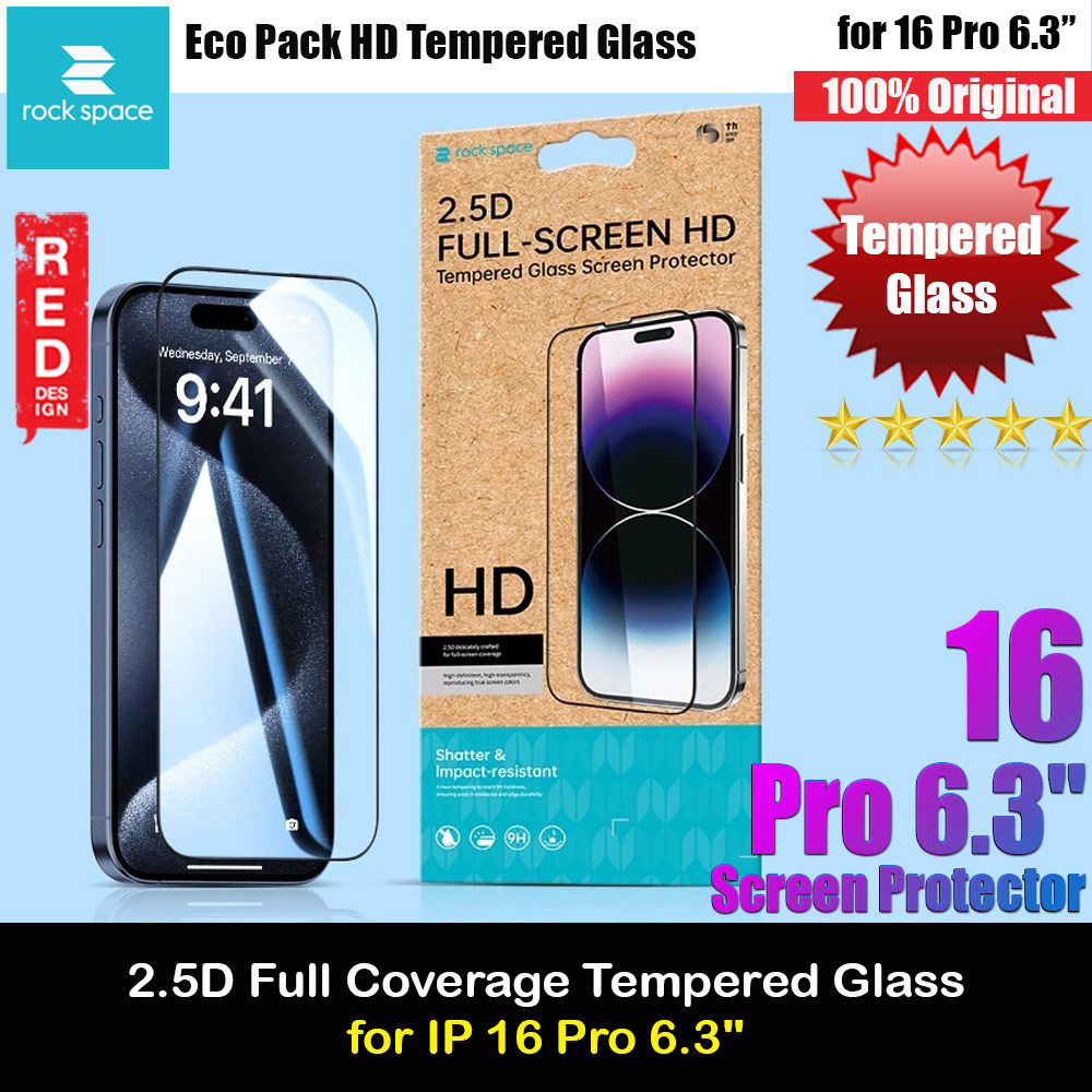 Picture of Rock Space HD Full Coverage Tempered Glass for iPhone 16 Pro 6.3 (Clear) Apple iPhone 16 Pro 6.3- Apple iPhone 16 Pro 6.3 Cases, Apple iPhone 16 Pro 6.3 Covers, iPad Cases and a wide selection of Apple iPhone 16 Pro 6.3 Accessories in Malaysia, Sabah, Sarawak and Singapore 