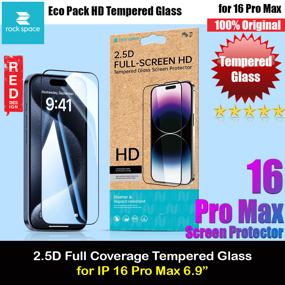 Picture of Rock Space HD Full Coverage Tempered Glass for iPhone 16 Pro Max 6.9 (Clear) Apple iPhone 16 Pro Max 6.9- Apple iPhone 16 Pro Max 6.9 Cases, Apple iPhone 16 Pro Max 6.9 Covers, iPad Cases and a wide selection of Apple iPhone 16 Pro Max 6.9 Accessories in Malaysia, Sabah, Sarawak and Singapore 