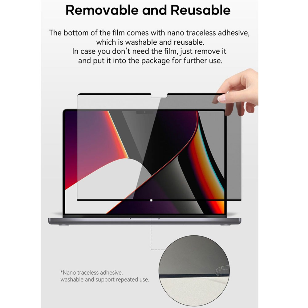 Picture of Apple Macbook Pro 16.2 2021 Screen Protector | Rock Space Magnetic Privacy Anti Peep View PET HD Screen Protector for Macbook Pro 16.2"