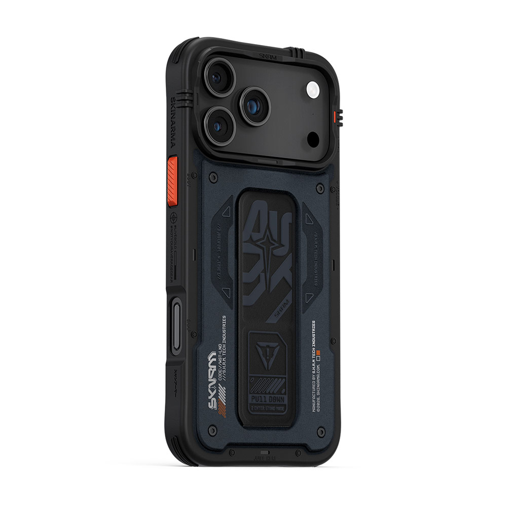 Picture of Apple iPhone 17 Pro 6.3 Case | Skinarma Aegis Magcharge Grip Stand Droop Protection Case for iPhone 17 Pro 6.3 (Navy)