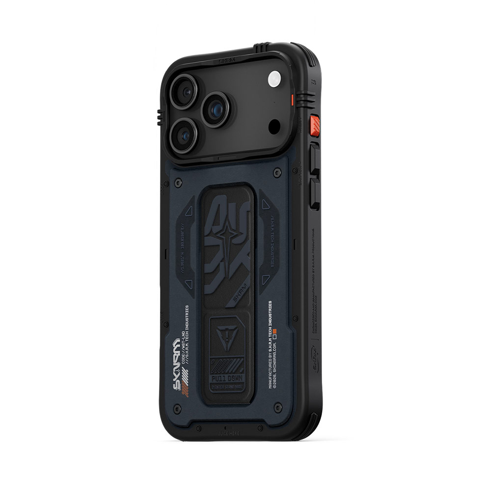 Picture of Apple iPhone 17 Pro 6.3 Case | Skinarma Aegis Magcharge Grip Stand Droop Protection Case for iPhone 17 Pro 6.3 (Navy)