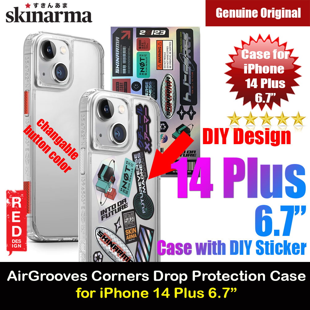 Picture of Skinarma Saido AirGrooves Corners Series Drop Protection Case with DIY Decor Sticker for iPhone 14 Plus 6.7 (Clear) Apple iPhone 14 Plus 6.7- Apple iPhone 14 Plus 6.7 Cases, Apple iPhone 14 Plus 6.7 Covers, iPad Cases and a wide selection of Apple iPhone 14 Plus 6.7 Accessories in Malaysia, Sabah, Sarawak and Singapore 