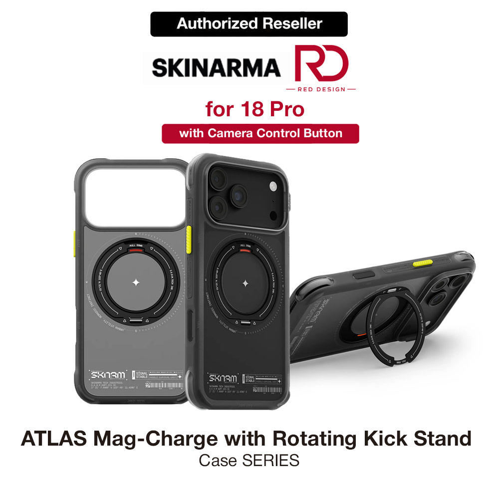 Picture of Skinarma Atlas Magnetic Charge 360° Rotatable Kickstand Drop Protection Case for iPhone 18 Pro 6.3 - Black Apple iPhone 18 Pro- Apple iPhone 18 Pro Cases, Apple iPhone 18 Pro Covers, iPad Cases and a wide selection of Apple iPhone 18 Pro Accessories in Malaysia, Sabah, Sarawak and Singapore