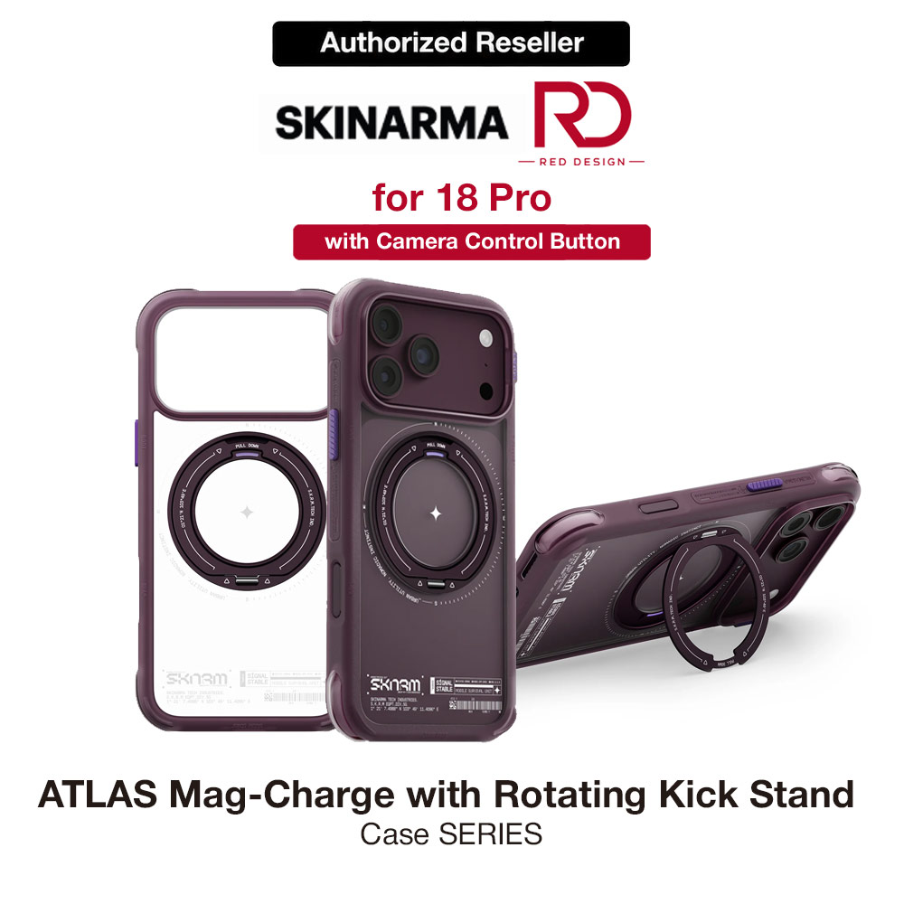 Picture of Skinarma Atlas Magnetic Charge 360° Rotatable Kickstand Drop Protection Case for iPhone 18 Pro 6.3 - Burgundy Apple iPhone 18 Pro- Apple iPhone 18 Pro Cases, Apple iPhone 18 Pro Covers, iPad Cases and a wide selection of Apple iPhone 18 Pro Accessories in Malaysia, Sabah, Sarawak and Singapore