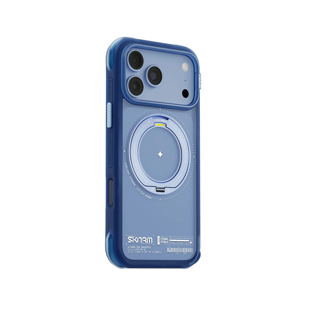 Picture of Apple iPhone 18 Pro Case | Skinarma Atlas Magnetic Charge 360° Rotatable Kickstand Drop Protection Case for iPhone 18 Pro 6.3 - Blue