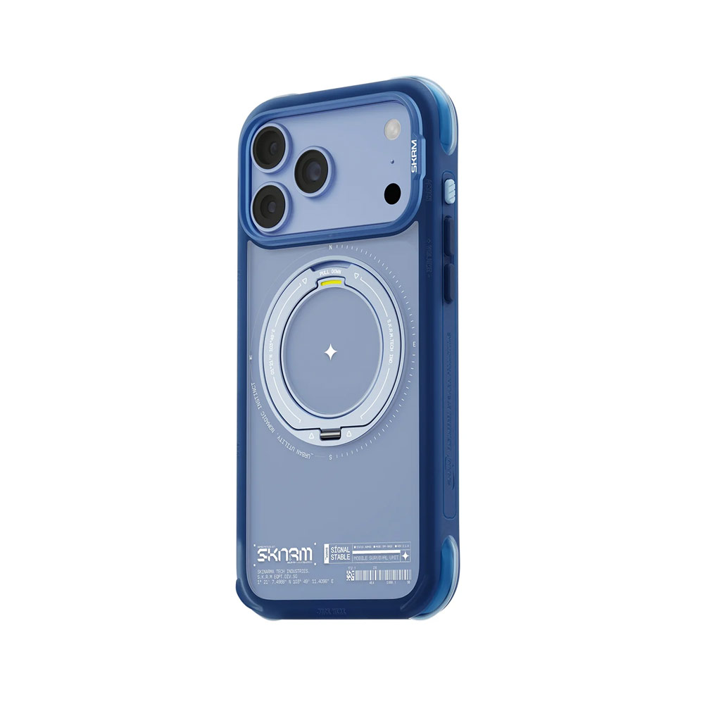 Picture of Apple iPhone 18 Pro Case | Skinarma Atlas Magnetic Charge 360° Rotatable Kickstand Drop Protection Case for iPhone 18 Pro 6.3 - Blue