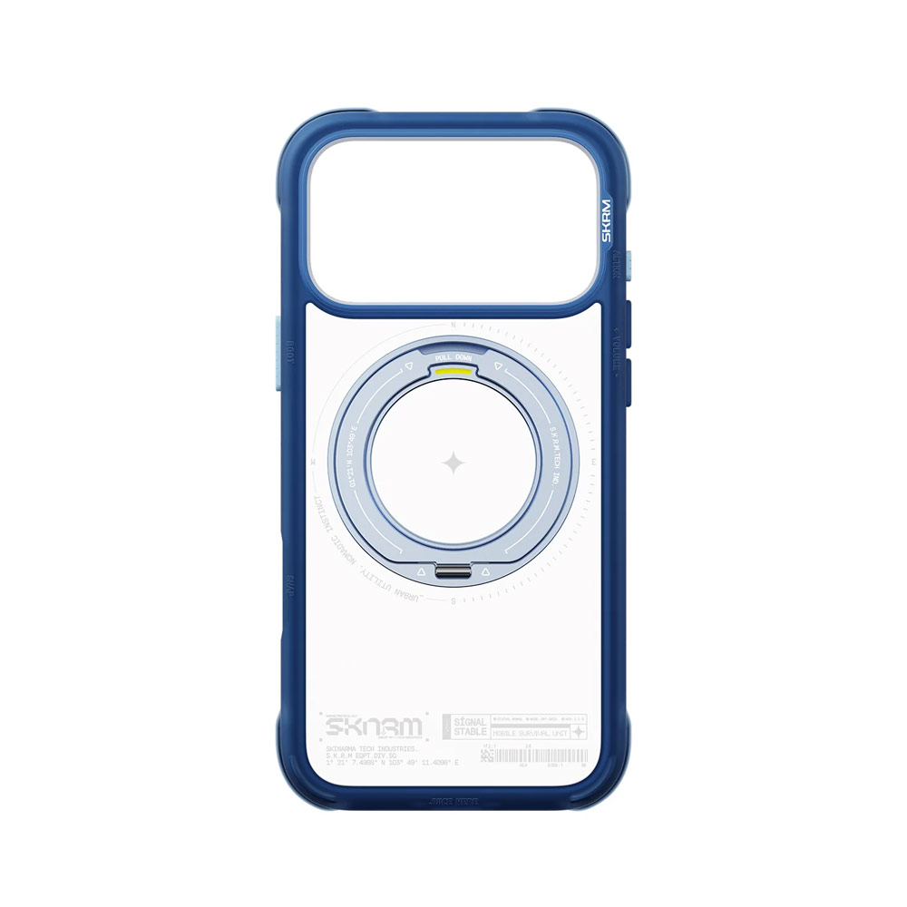 Picture of Apple iPhone 18 Pro Case | Skinarma Atlas Magnetic Charge 360° Rotatable Kickstand Drop Protection Case for iPhone 18 Pro 6.3 - Blue