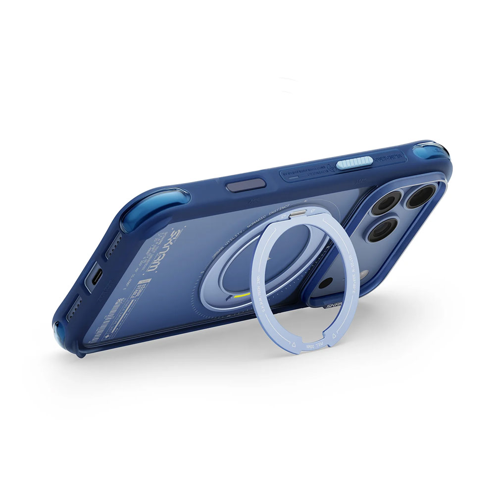 Picture of Apple iPhone 18 Pro Case | Skinarma Atlas Magnetic Charge 360° Rotatable Kickstand Drop Protection Case for iPhone 18 Pro 6.3 - Blue
