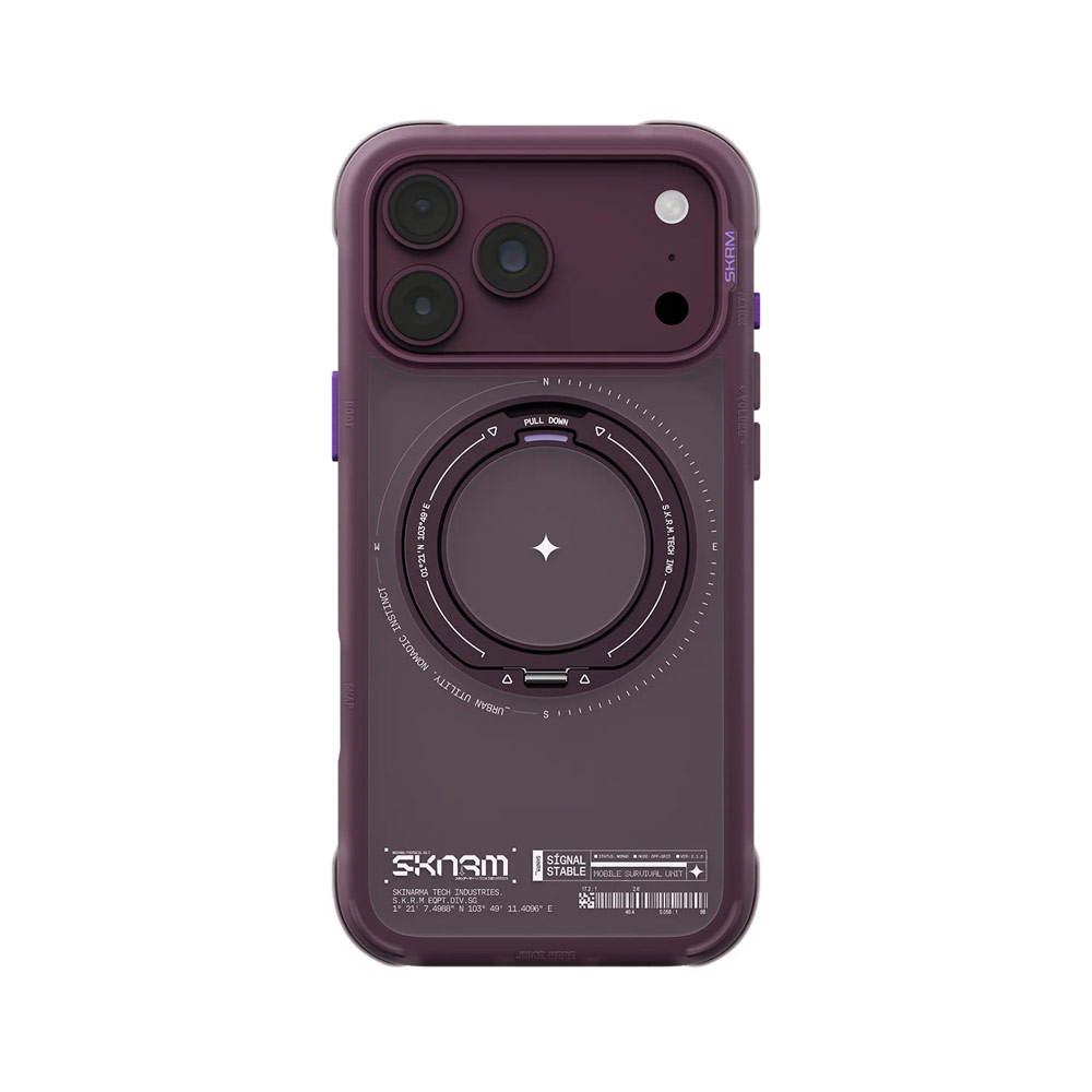 Picture of Apple iPhone 18 Pro Case | Skinarma Atlas Magnetic Charge 360° Rotatable Kickstand Drop Protection Case for iPhone 18 Pro 6.3 - Burgundy