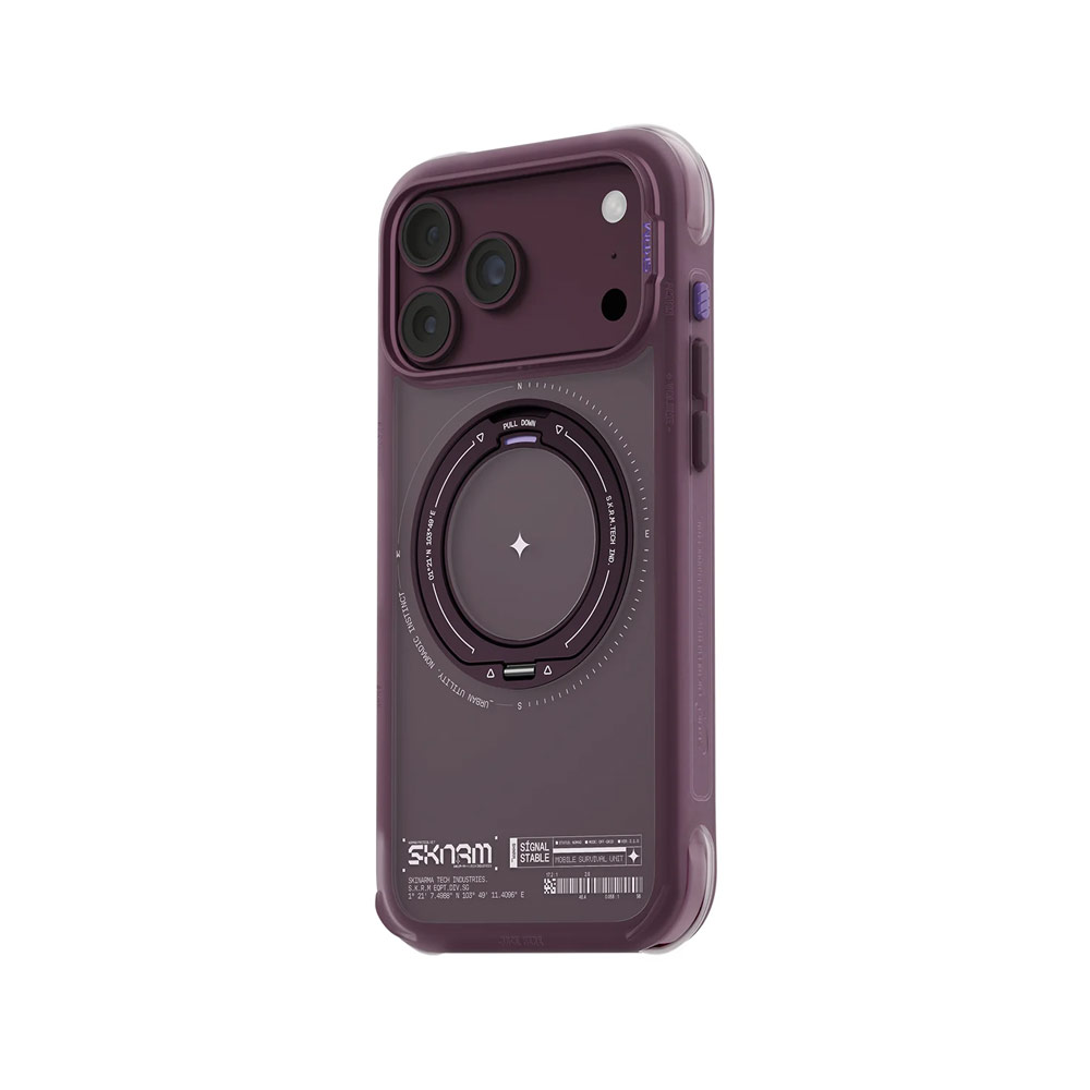 Picture of Apple iPhone 18 Pro Case | Skinarma Atlas Magnetic Charge 360° Rotatable Kickstand Drop Protection Case for iPhone 18 Pro 6.3 - Burgundy