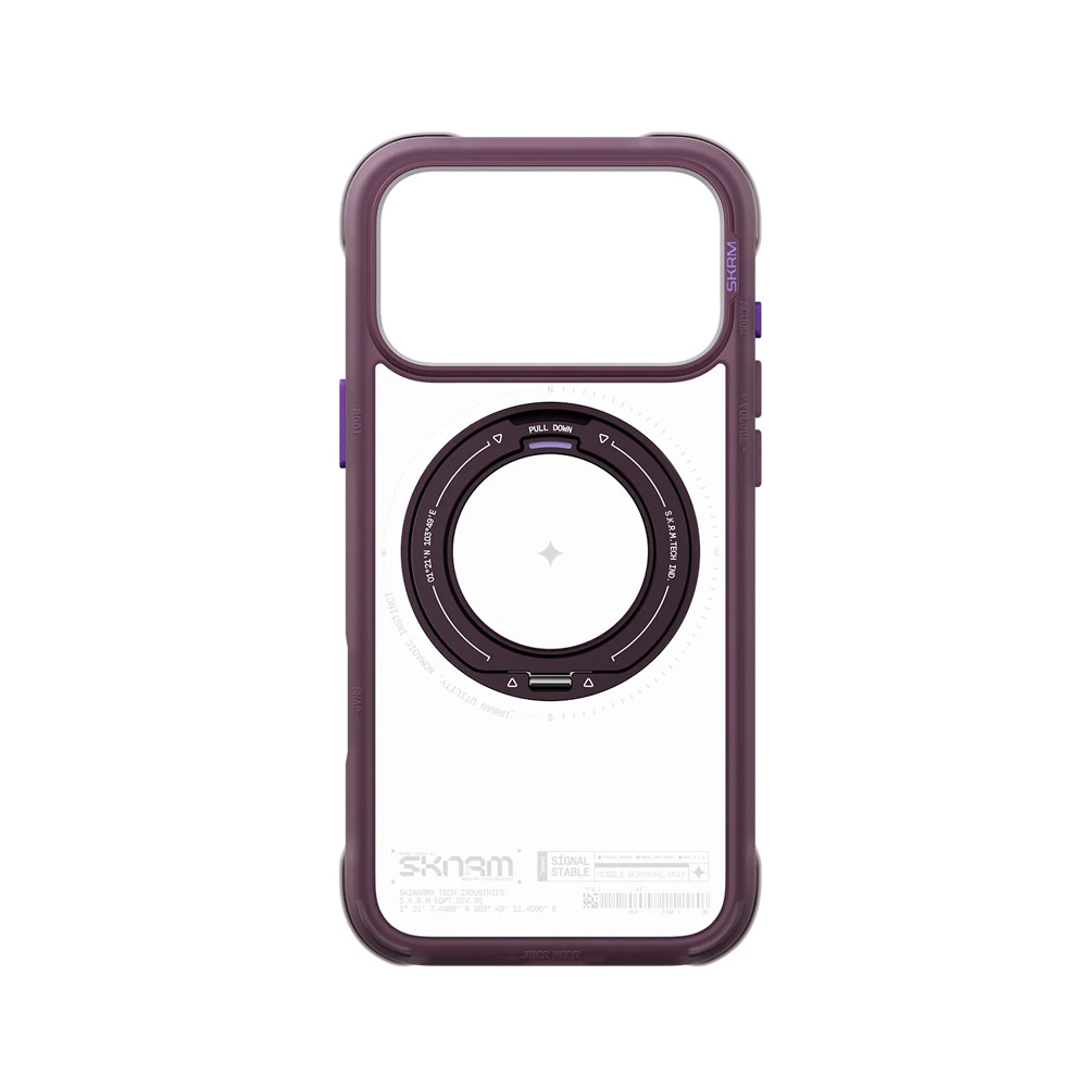 Picture of Apple iPhone 18 Pro Case | Skinarma Atlas Magnetic Charge 360° Rotatable Kickstand Drop Protection Case for iPhone 18 Pro 6.3 - Burgundy