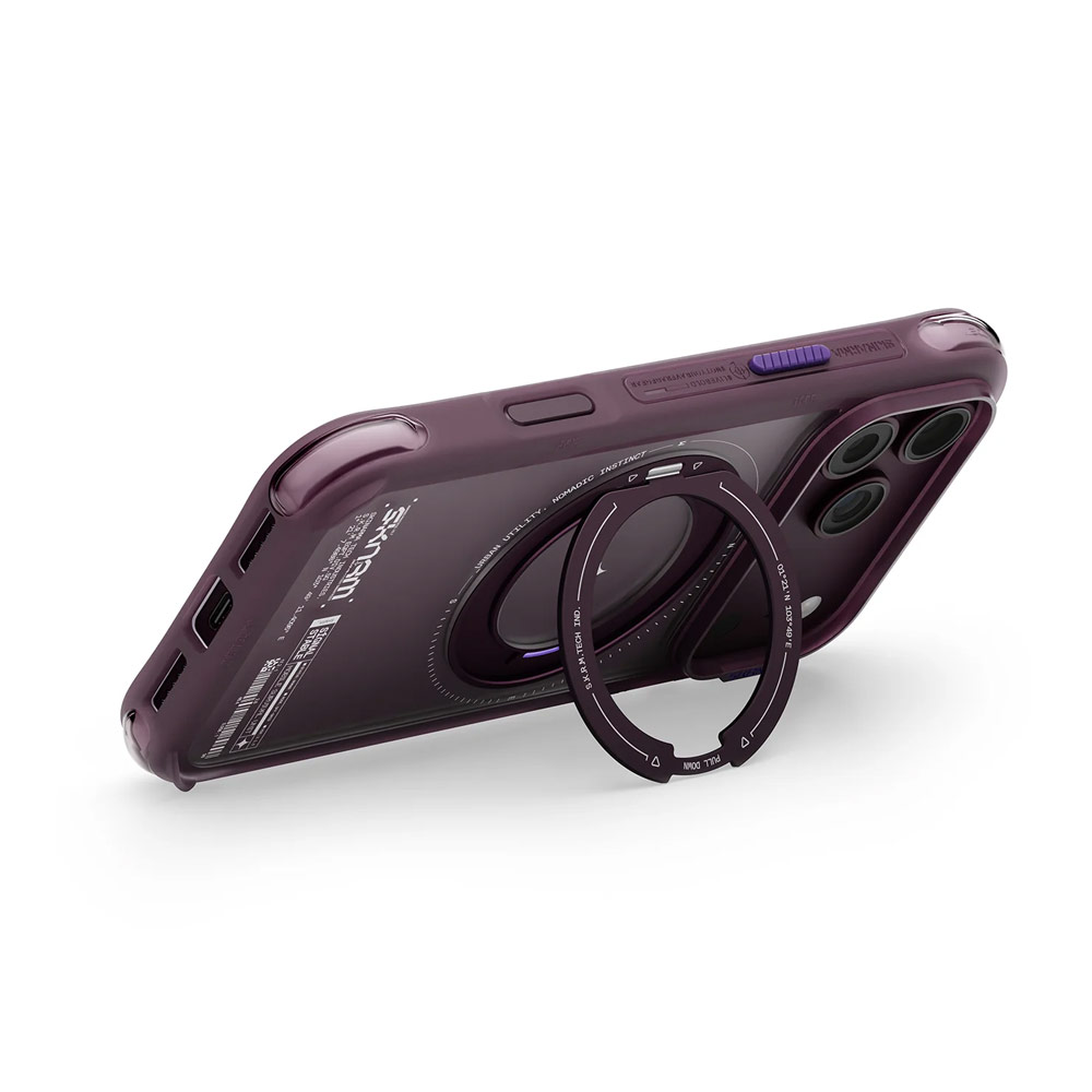 Picture of Apple iPhone 18 Pro Case | Skinarma Atlas Magnetic Charge 360° Rotatable Kickstand Drop Protection Case for iPhone 18 Pro 6.3 - Burgundy