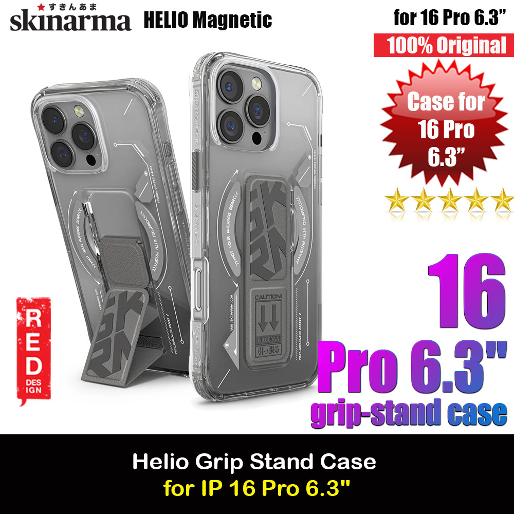 Picture of Skinarma Helio Magnetic Charge Kickstand Grip Stand Drop Protection Case for iPhone 16 Pro 6.3 (Grey) Apple iPhone 16 Pro 6.3- Apple iPhone 16 Pro 6.3 Cases, Apple iPhone 16 Pro 6.3 Covers, iPad Cases and a wide selection of Apple iPhone 16 Pro 6.3 Accessories in Malaysia, Sabah, Sarawak and Singapore 