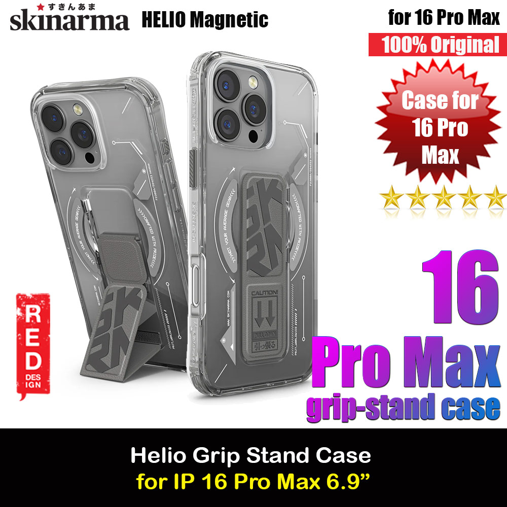 Picture of Skinarma Helio Magnetic Charge Kickstand Grip Stand Drop Protection Case for iPhone 16 Pro Max 6.9 (Grey) Apple iPhone 16 Pro Max 6.9- Apple iPhone 16 Pro Max 6.9 Cases, Apple iPhone 16 Pro Max 6.9 Covers, iPad Cases and a wide selection of Apple iPhone 16 Pro Max 6.9 Accessories in Malaysia, Sabah, Sarawak and Singapore 