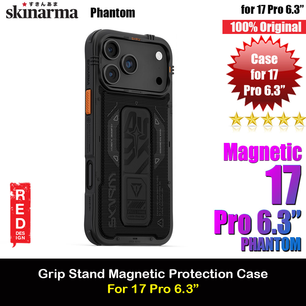 Picture of Skinarma Phantom Magcharge Grip Stand Droop Protection Case for iPhone 17 Pro 6.3 (Black) Apple iPhone 17 Pro 6.3- Apple iPhone 17 Pro 6.3 Cases, Apple iPhone 17 Pro 6.3 Covers, iPad Cases and a wide selection of Apple iPhone 17 Pro 6.3 Accessories in Malaysia, Sabah, Sarawak and Singapore 