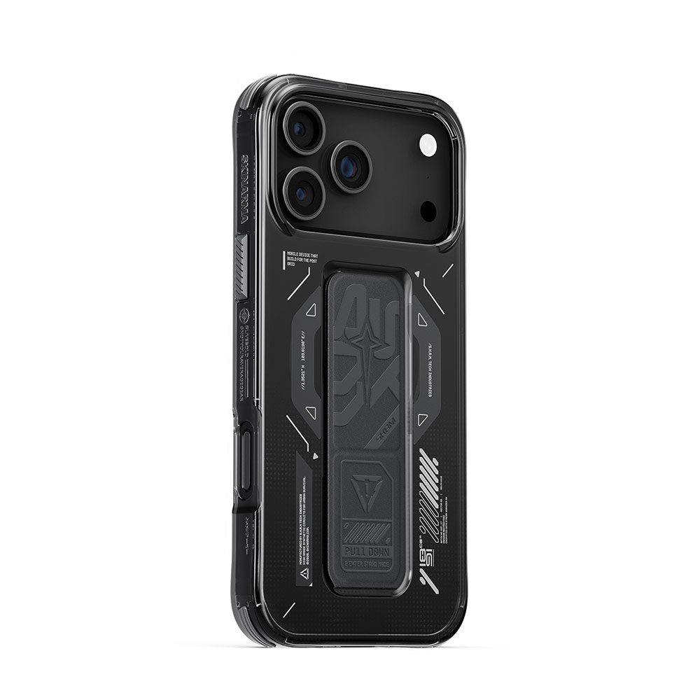 Picture of Apple iPhone 17 Pro 6.3 Case | Skinarma Phantom Magcharge Grip Stand Droop Protection Case for iPhone 17 Pro 6.3 (Black)