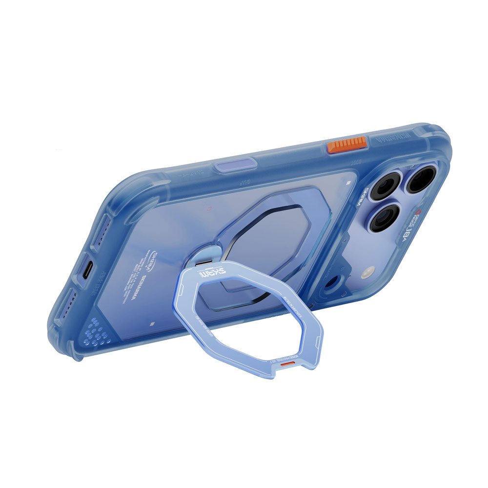 Picture of Apple iPhone 18 Pro Max Case | Skinarma Saturn Magnetic Charge 360° Rotatable Kickstand Drop Protection Case with Camera Control Button for iPhone 18 Pro Max 6.9 - Blue