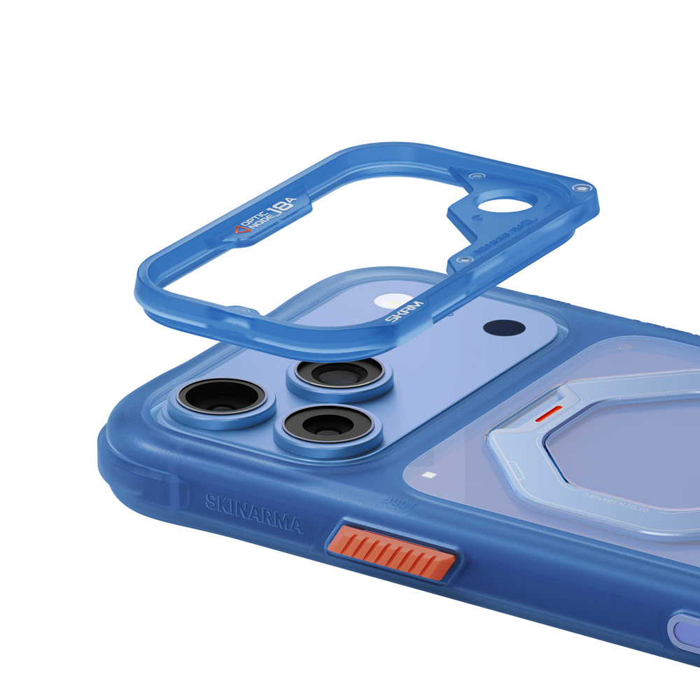 Picture of Apple iPhone 18 Pro Max Case | Skinarma Saturn Magnetic Charge 360° Rotatable Kickstand Drop Protection Case with Camera Control Button for iPhone 18 Pro Max 6.9 - Blue