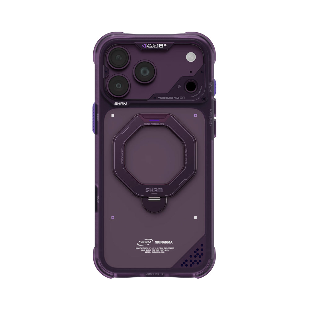 Picture of Apple iPhone 18 Pro Case | Skinarma Saturn Magnetic Charge 360° Rotatable Kickstand Drop Protection Case with Camera Control Button for iPhone 18 Pro 6.3 - Burgundy