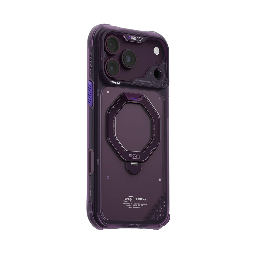 Picture of Apple iPhone 18 Pro Case | Skinarma Saturn Magnetic Charge 360° Rotatable Kickstand Drop Protection Case with Camera Control Button for iPhone 18 Pro 6.3 - Burgundy