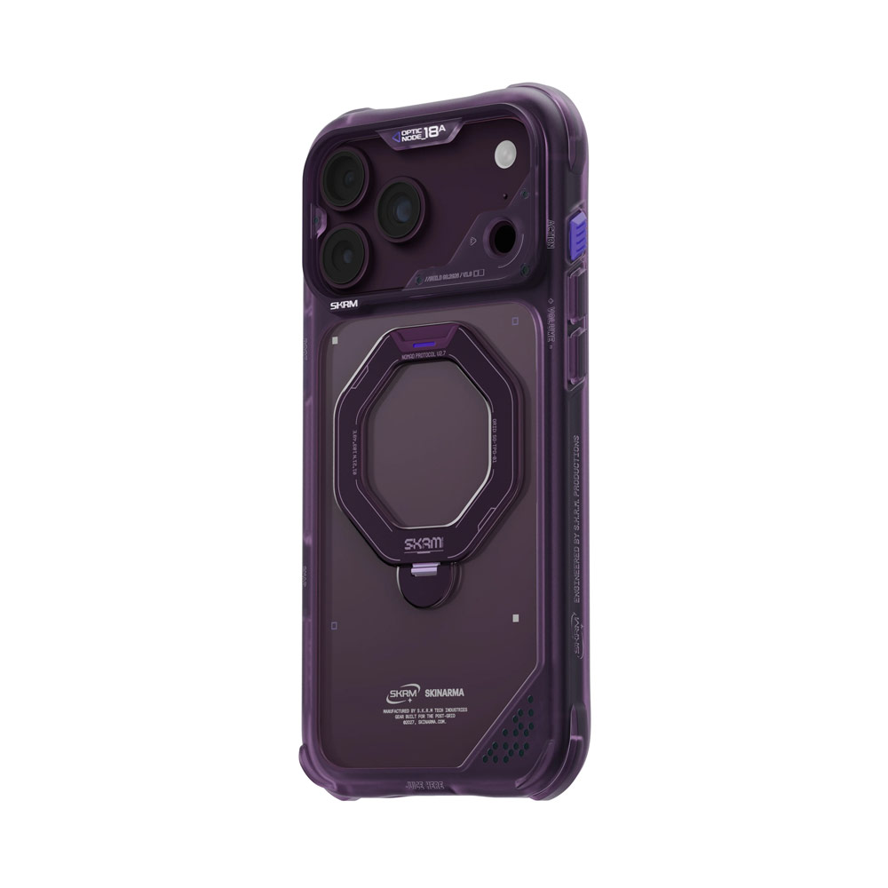 Picture of Apple iPhone 18 Pro Case | Skinarma Saturn Magnetic Charge 360° Rotatable Kickstand Drop Protection Case with Camera Control Button for iPhone 18 Pro 6.3 - Burgundy