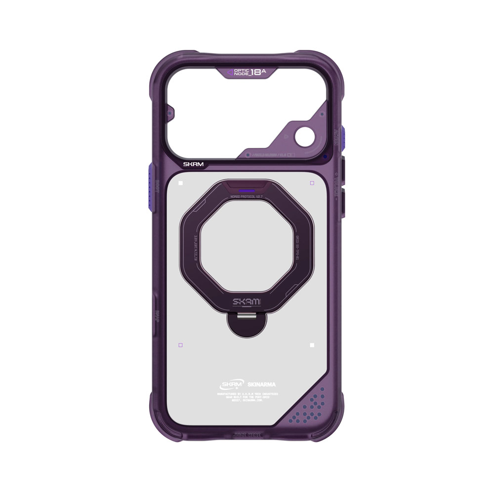 Picture of Apple iPhone 18 Pro Case | Skinarma Saturn Magnetic Charge 360° Rotatable Kickstand Drop Protection Case with Camera Control Button for iPhone 18 Pro 6.3 - Burgundy
