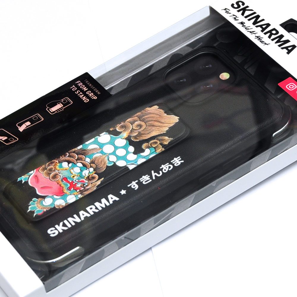 Picture of Apple iPhone 12 6.1 Case | Skinarma Shinwa Sutando Series  Drop Protection Case with Strap and Standable Vertical and Horizontal Portrait and Landscape Viewing Angle Standable Hand Grip Case for iPhone 12 iPhone 12 Pro 6.1 (Pixiu)