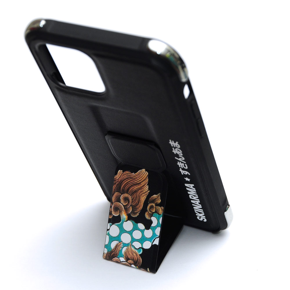 Picture of Apple iPhone 12 6.1 Case | Skinarma Shinwa Sutando Series Drop Protection Case with Strap and Standable Vertical and Horizontal Portrait and Landscape Viewing Angle Standable Hand Grip Case for iPhone 12 iPhone 12 Pro 6.1 (Pixiu)