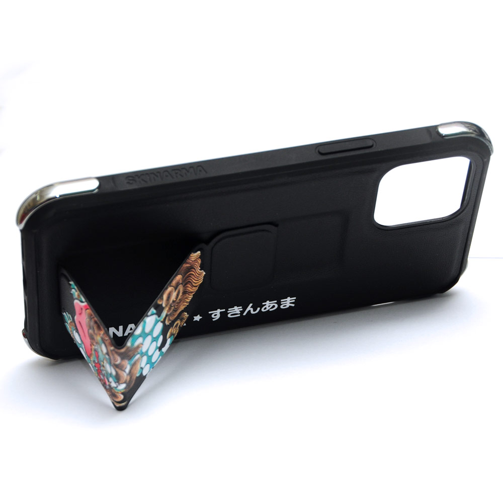 Picture of Apple iPhone 12 6.1 Case | Skinarma Shinwa Sutando Series Drop Protection Case with Strap and Standable Vertical and Horizontal Portrait and Landscape Viewing Angle Standable Hand Grip Case for iPhone 12 iPhone 12 Pro 6.1 (Pixiu)