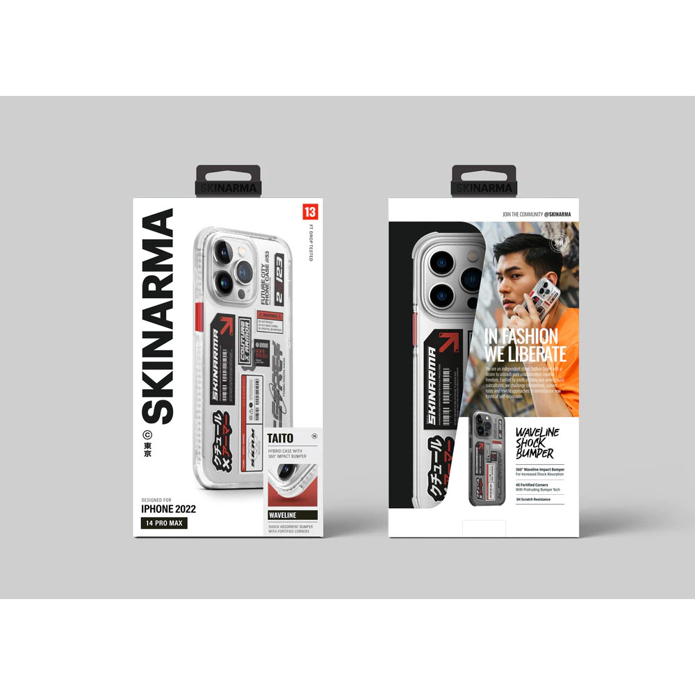 Picture of Apple iPhone 14 Pro Max 6.7 Case | Skinarma Taito Hybrid Waveline Impact Bumper with Enhanced 4 Corners Drop Protection Case for iPhone 14 Pro Max 6.7 (Clear)