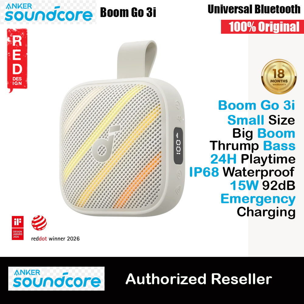 Picture of ANKER soundcore Boom Go 3i Portable Outdoor Small Size Speaker 15W Bass 24 Hours Playtime Waterproof Bluetooth (Beige) Red Design- Red Design Cases, Red Design Covers, iPad Cases and a wide selection of Red Design Accessories in Malaysia, Sabah, Sarawak and Singapore 