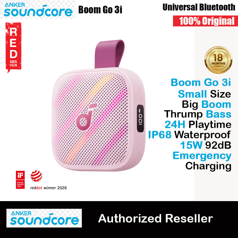 Picture of ANKER soundcore Boom Go 3i Portable Outdoor Small Size Speaker 15W Bass 24 Hours Playtime Waterproof Bluetooth (Pink) Red Design- Red Design Cases, Red Design Covers, iPad Cases and a wide selection of Red Design Accessories in Malaysia, Sabah, Sarawak and Singapore 