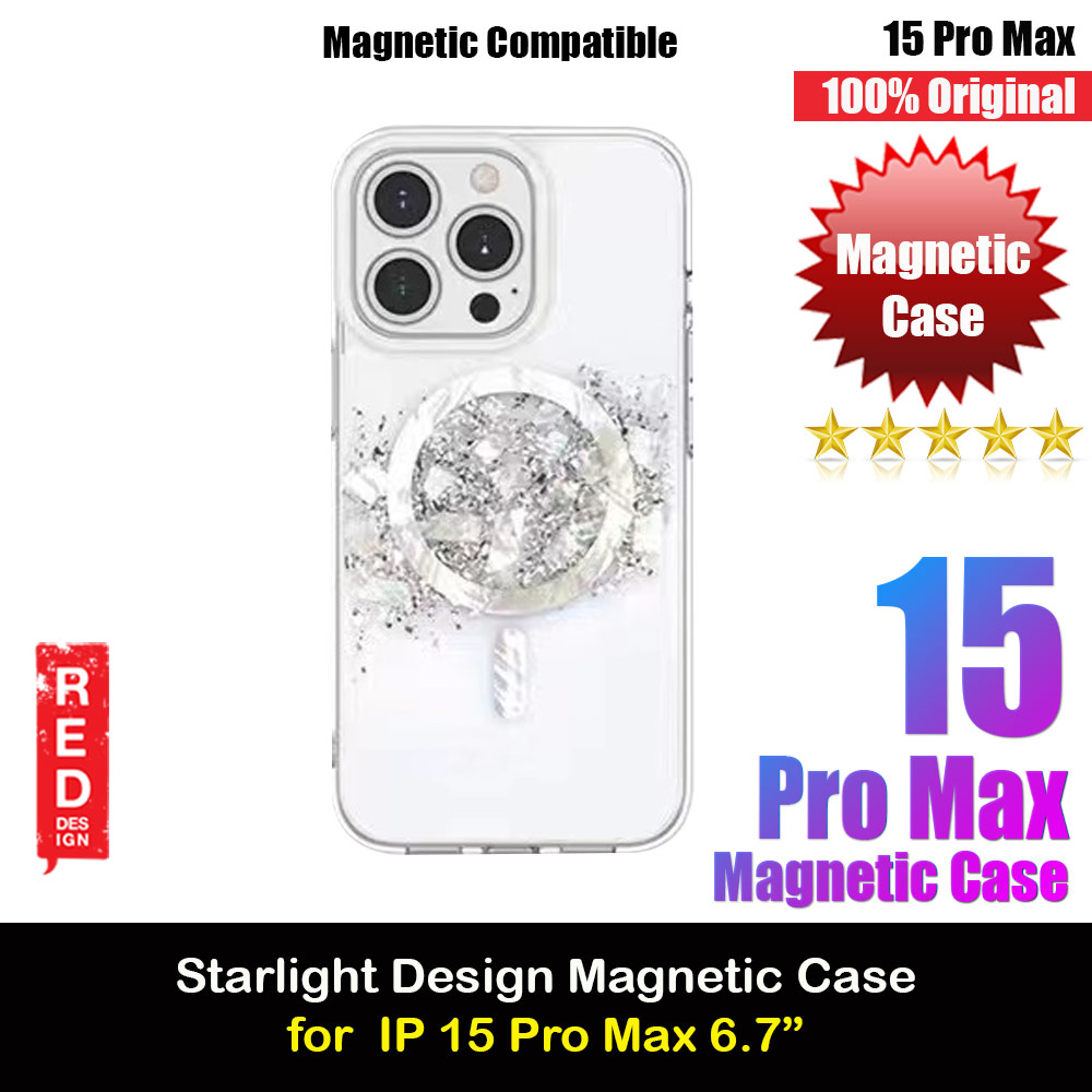 Picture of Apple iPhone 15 Pro Max 6.7 Case | Red Design Choices Starlight Shining Magnetic Magsafe Compatible Case for Apple iPhone 15 Pro Max 6.7 (Silver)