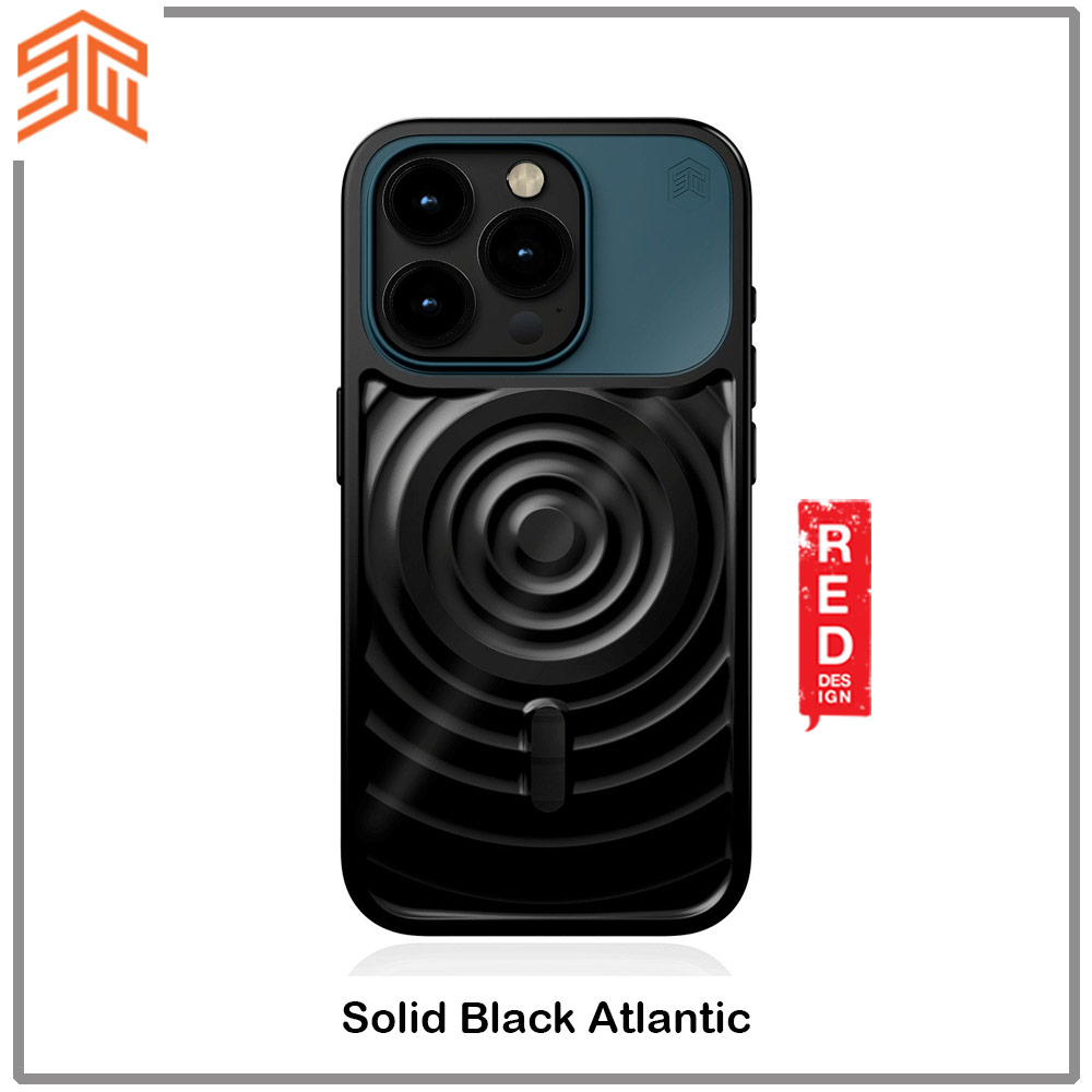 Picture of Apple iPhone 15 Pro 6.1 Case | STM Reawaken Ripple Drop Magnetic Protection Case for iPhone 15 Pro 6.1 (Solid Black Atlantic)