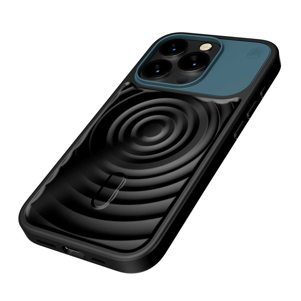 Picture of Apple iPhone 15 Pro 6.1 Case | STM Reawaken Ripple Drop Magnetic Protection Case for iPhone 15 Pro 6.1 (Solid Black Atlantic)