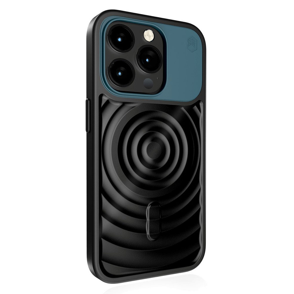 Picture of Apple iPhone 15 Pro 6.1 Case | STM Reawaken Ripple Drop Magnetic Protection Case for iPhone 15 Pro 6.1 (Solid Black Atlantic)