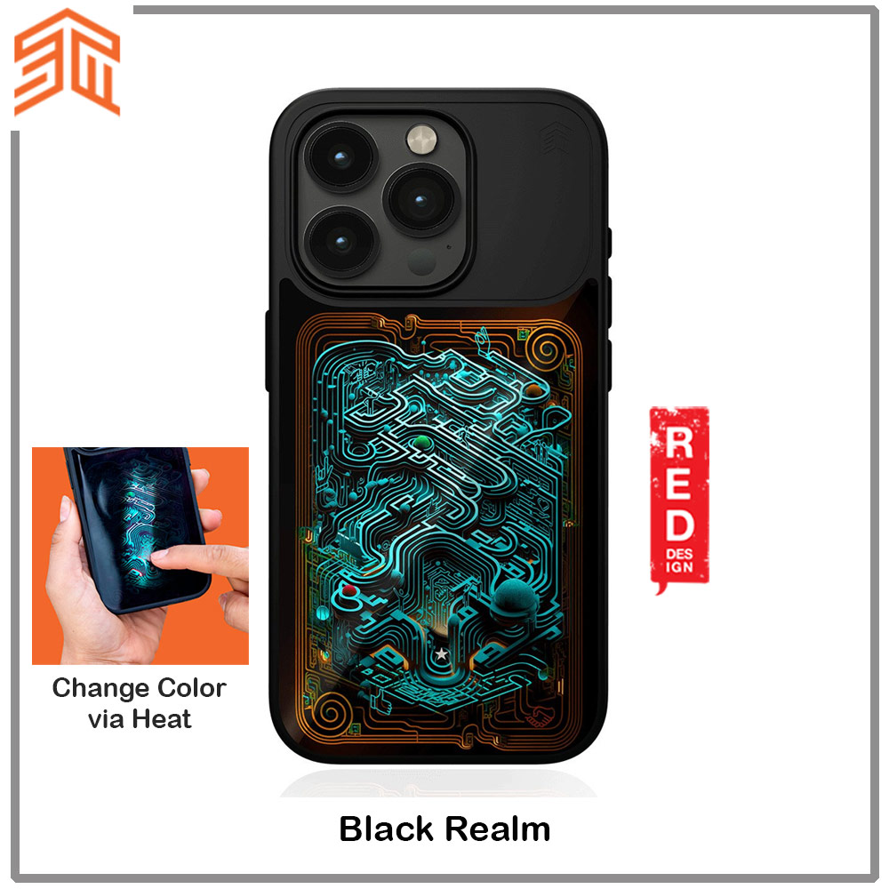 Picture of Apple iPhone 15 Pro Max 6.7 Case | STM Reveal Hidden Pattern Magnetic Drop Protection Case for iPhone 15 Pro Max 6.7 (Black Realm)