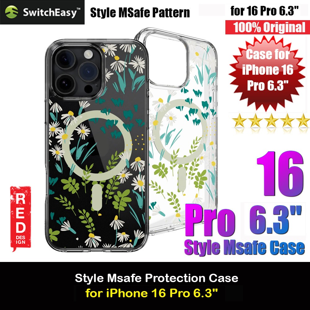 Picture of Switcheasy Style M Flower Fashionable Magsafe Compatible Case for iPhone 16 Pro 6.3 (Green Daisy) Apple iPhone 16 Pro 6.3- Apple iPhone 16 Pro 6.3 Cases, Apple iPhone 16 Pro 6.3 Covers, iPad Cases and a wide selection of Apple iPhone 16 Pro 6.3 Accessories in Malaysia, Sabah, Sarawak and Singapore 