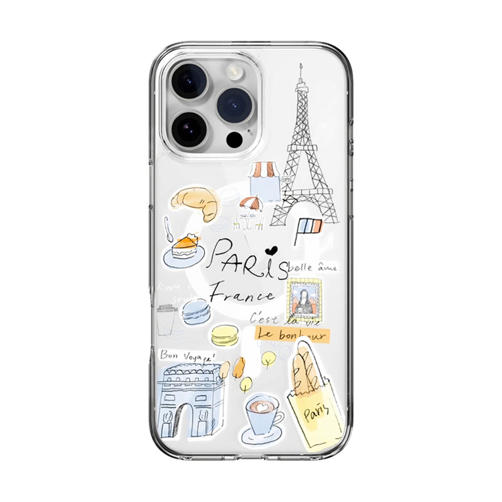 Picture of Apple iPhone 16 Pro Max 6.9 Case | Switcheasy Style M Travel City Fashionable Magsafe Compatible Case for iPhone 16 Pro Max 6.9 (Paris)