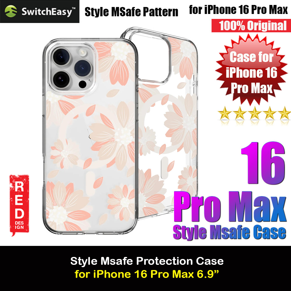 Picture of Switcheasy Style M Flower Fashionable Magsafe Compatible Case for iPhone 16 Pro Max 6.9 (Pink Flower) Apple iPhone 16 Pro Max 6.9- Apple iPhone 16 Pro Max 6.9 Cases, Apple iPhone 16 Pro Max 6.9 Covers, iPad Cases and a wide selection of Apple iPhone 16 Pro Max 6.9 Accessories in Malaysia, Sabah, Sarawak and Singapore 