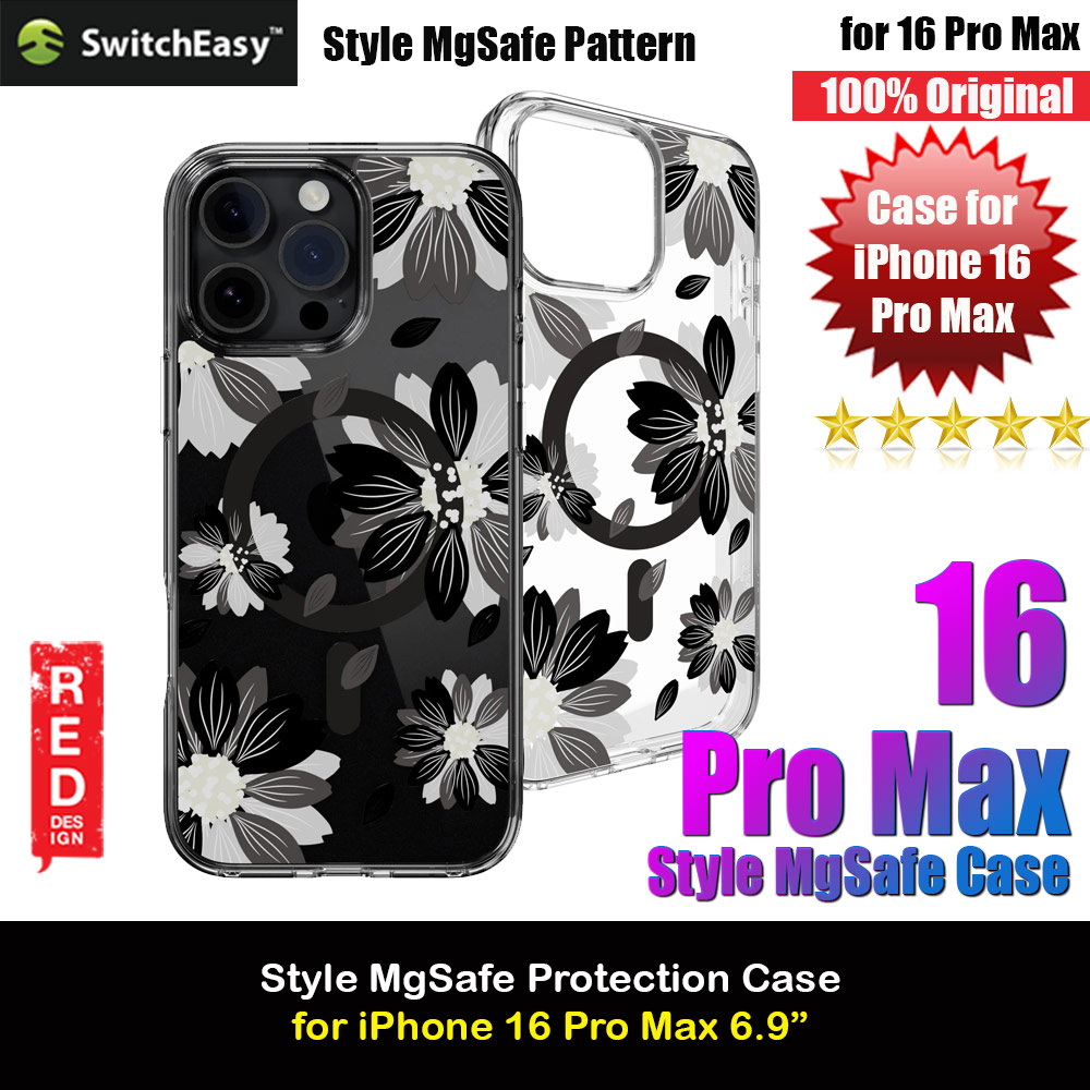 Picture of Switcheasy Style M Flower Fashionable Magsafe Compatible Case for iPhone 16 Pro Max 6.9 (Black Flower) Apple iPhone 16 Pro Max 6.9- Apple iPhone 16 Pro Max 6.9 Cases, Apple iPhone 16 Pro Max 6.9 Covers, iPad Cases and a wide selection of Apple iPhone 16 Pro Max 6.9 Accessories in Malaysia, Sabah, Sarawak and Singapore 