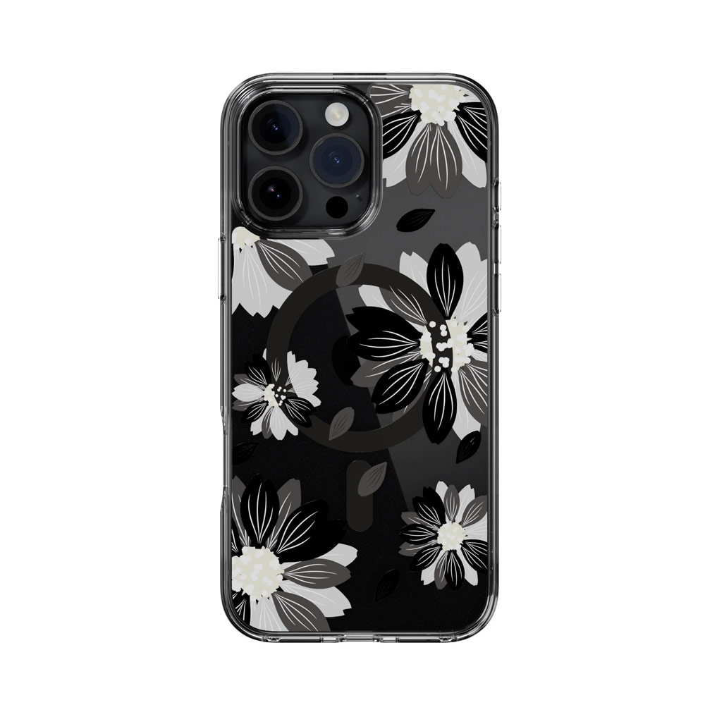 Picture of Apple iPhone 16 Pro Max 6.9 Case | Switcheasy Style M Flower Fashionable Magsafe Compatible Case for iPhone 16 Pro Max 6.9 (Black Flower)