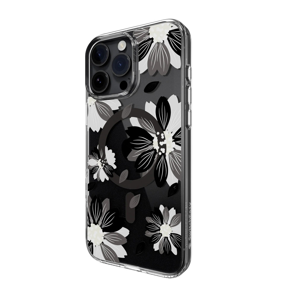 Picture of Apple iPhone 16 Pro Max 6.9 Case | Switcheasy Style M Flower Fashionable Magsafe Compatible Case for iPhone 16 Pro Max 6.9 (Black Flower)