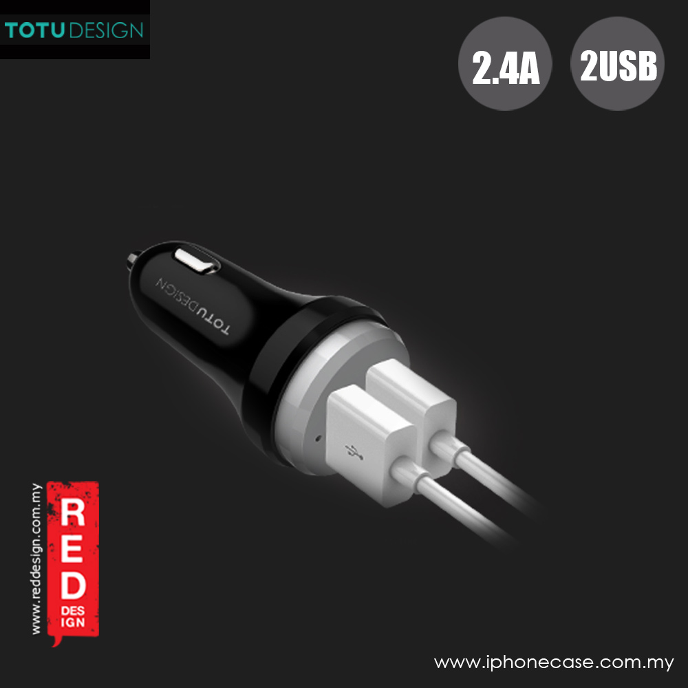 Picture of Totu Bullet Series 2.4A Fast Charge Dual USB Car Charger (Black Grey)