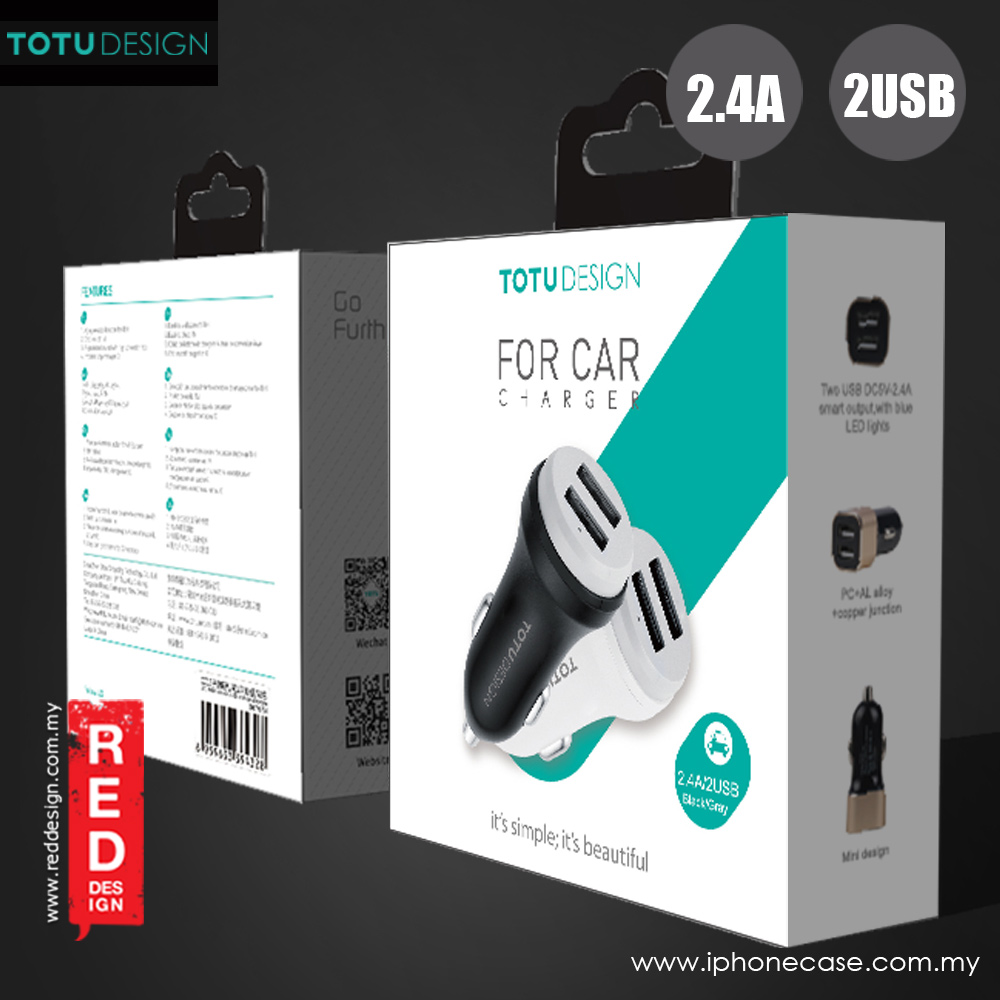 Picture of Totu Bullet Series 2.4A Fast Charge Dual USB Car Charger (Black Grey)